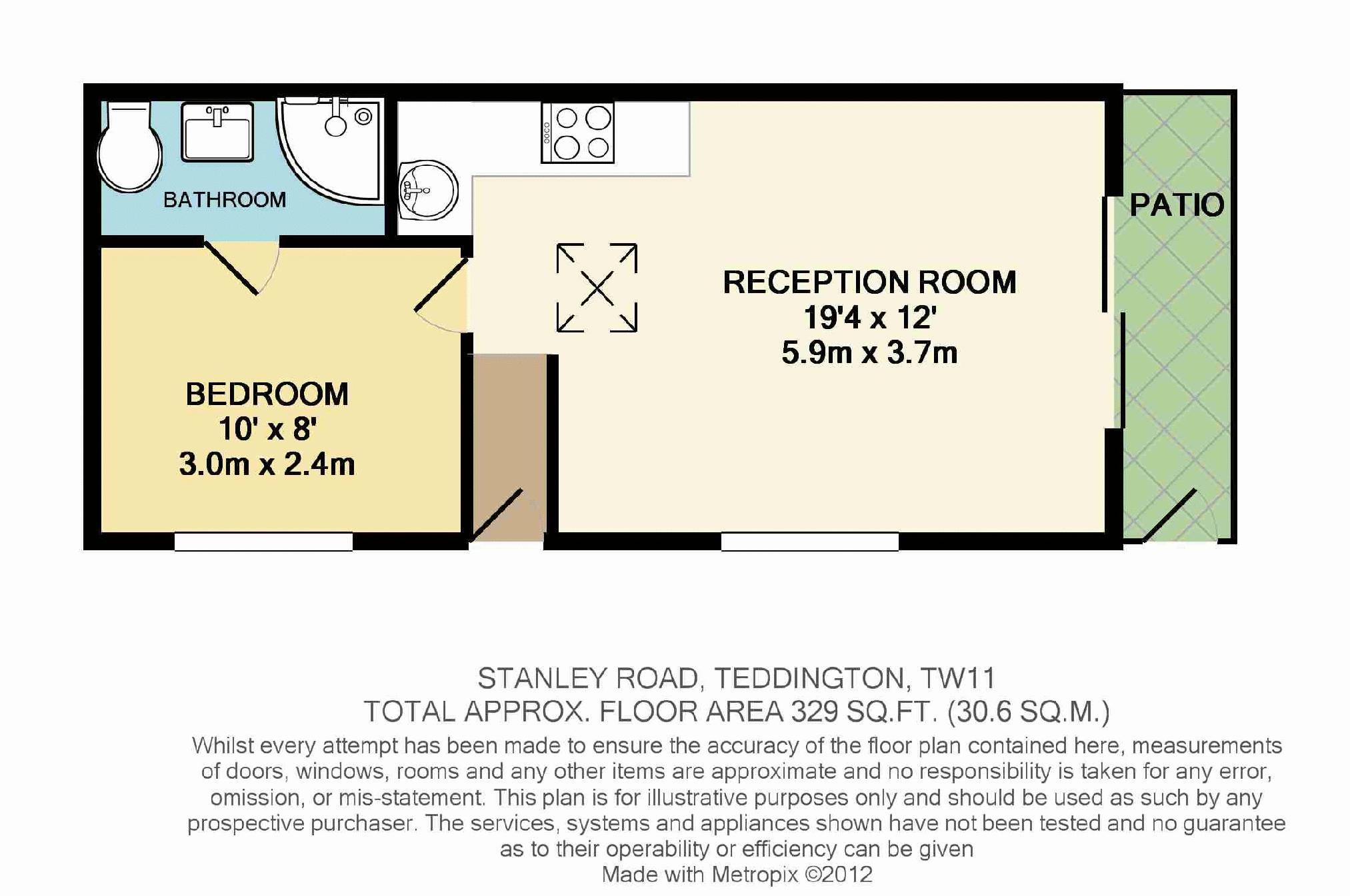 Floorplan of Flat 5 194 Stanley Road, Teddington