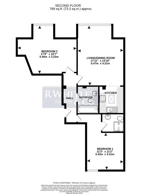 Floorplan of 6 Brooklyn House, 22 The Green, West Drayton